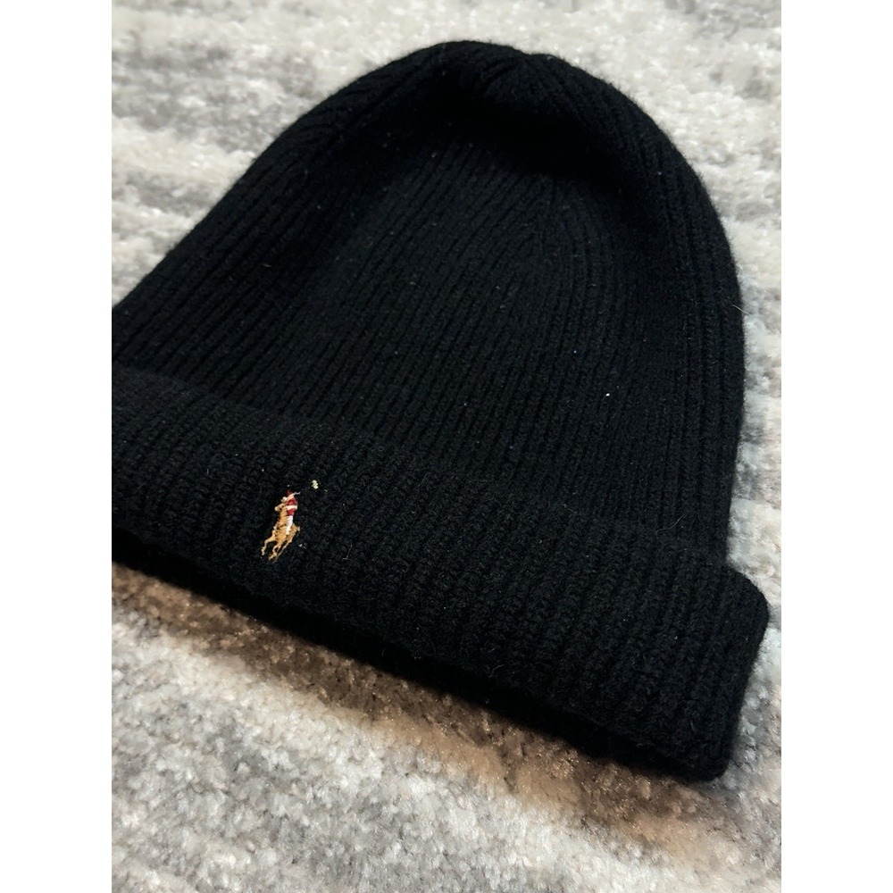 Polo Ralph Lauren‎ Men's Signature Pony Cuff Beanie Hat ONE SIZE Black